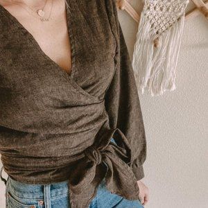 EMLEE Design Thea Wrap Top - Coffee